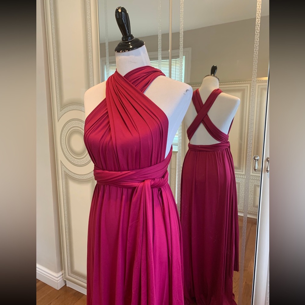 MAGENTA Bridesmaid Dress, Rosewood Maxi Bridesmaid Dress, Multiway Infinity